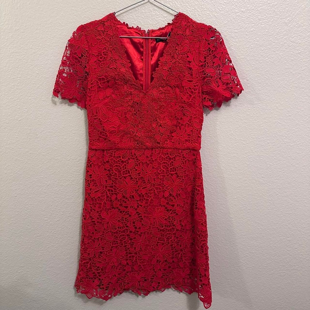 White House Black Market Red Lace Dress, size 4